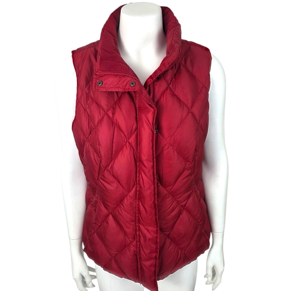Eddie Bauer Goose Down Puffer Vest Womens XL Red Sleeveless Jacket Coat - Picture 1 of 14